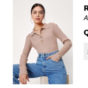 Nasty Gal ribbed knit collar bodysuit